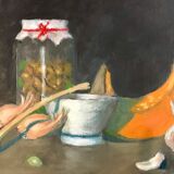 Tableau huile sur toile nature morte ancienne