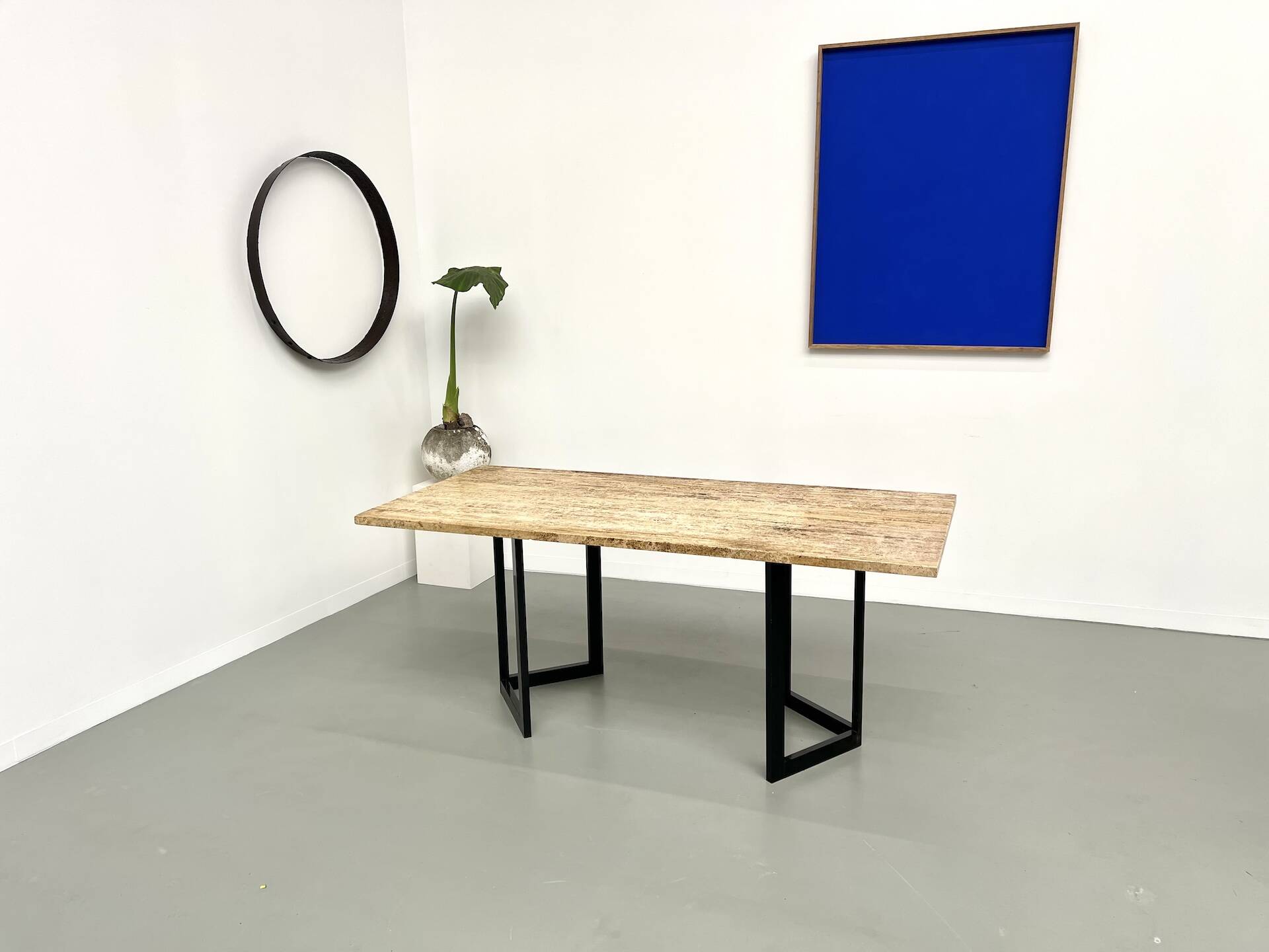 Table à manger en travertin, Italie, circa 1970