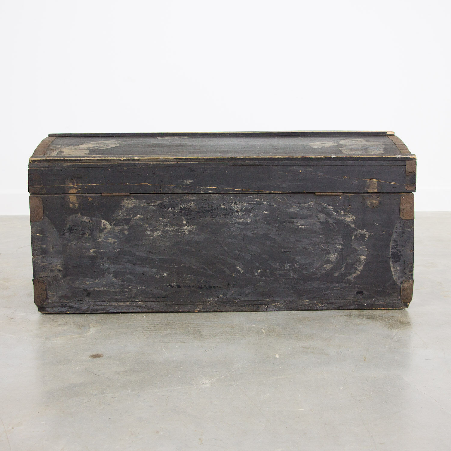 Black vintage wooden trunk