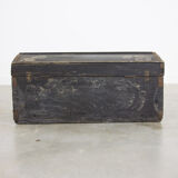 Black vintage wooden trunk