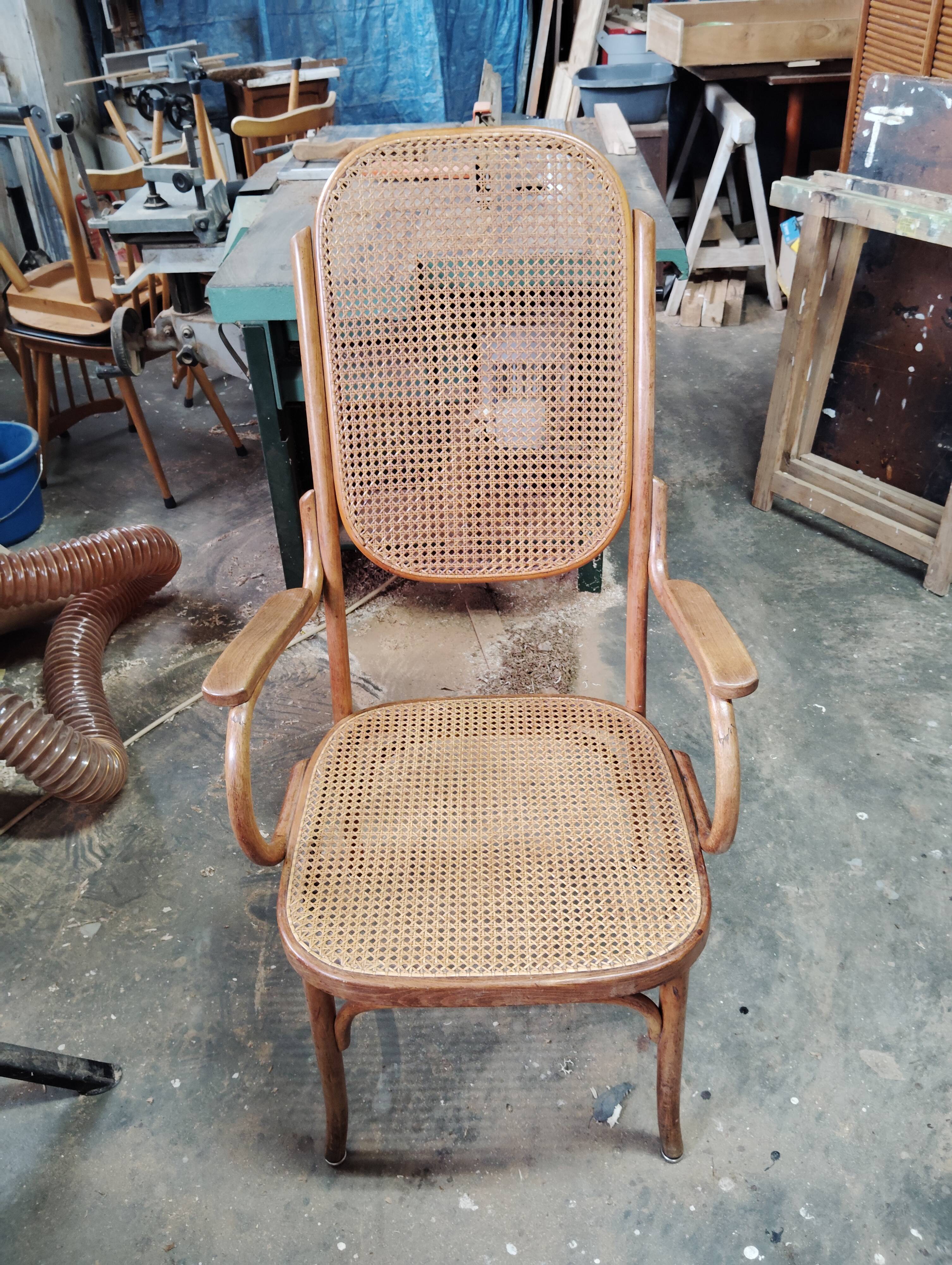 Bentwood and cane armchair attributed to Thonet.