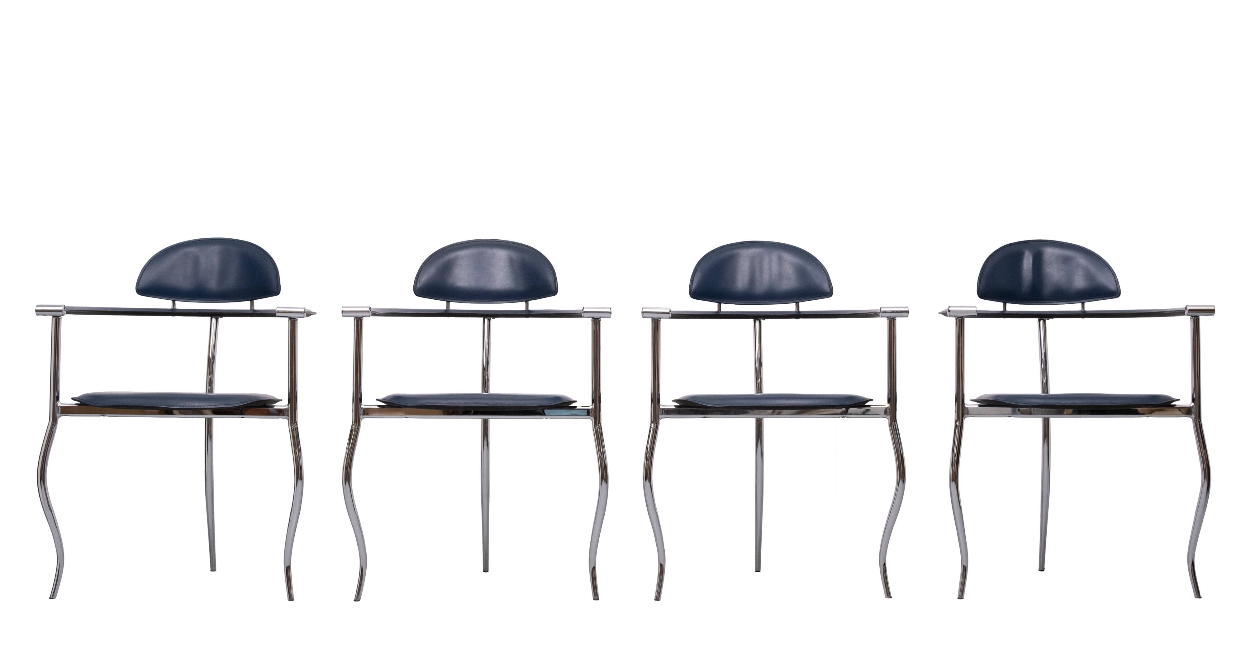 4 Italian Arrben 'Marilyn Stiletto' dining chairs 1970s