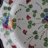 Large painted ceramic flowered dish Italy