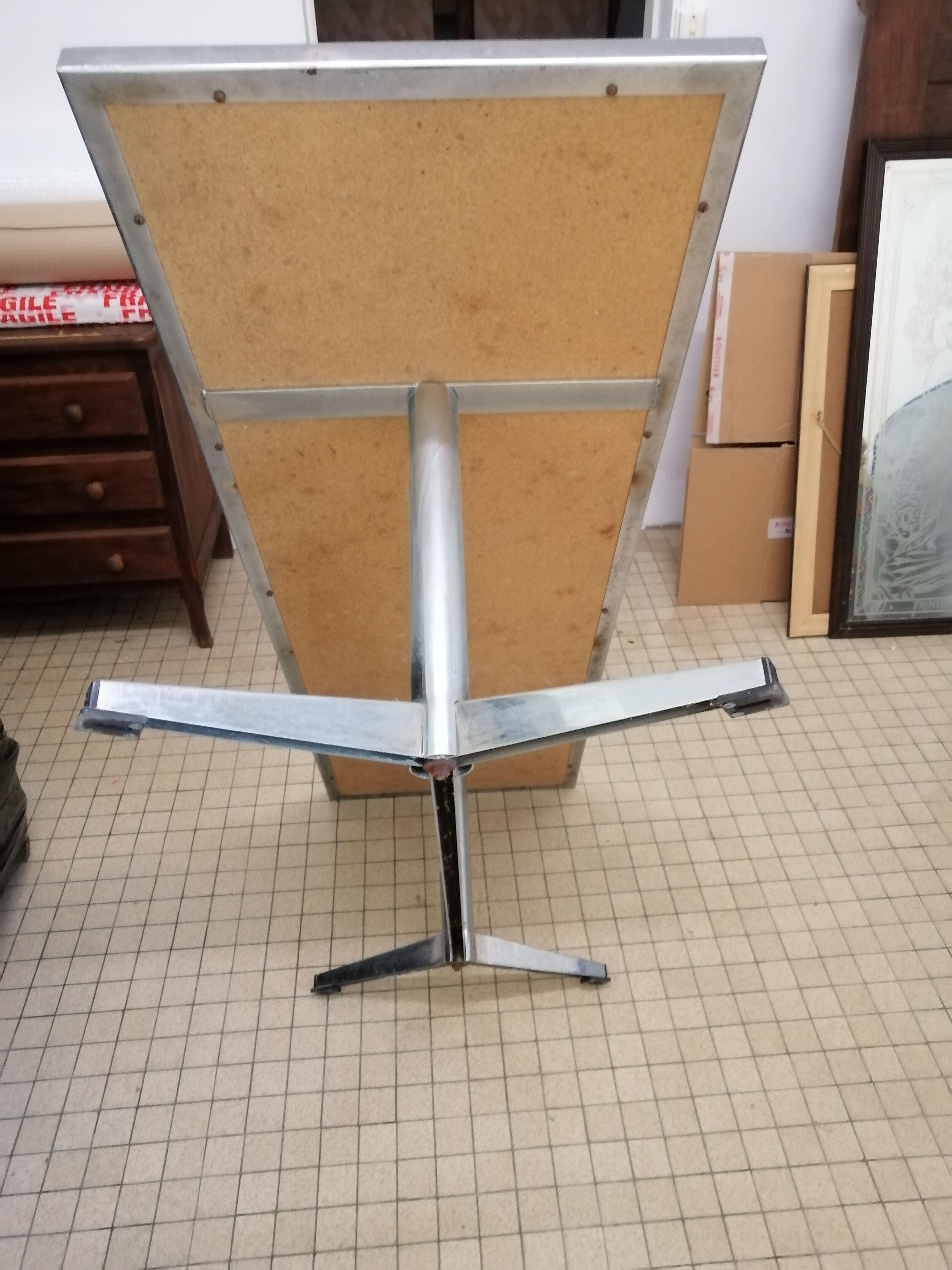 Art deco chrome metal and ceramic coffee table