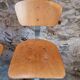 Set of 3 industrial swivel workshop chairs – fixed height bar stools – mid-century factory seats