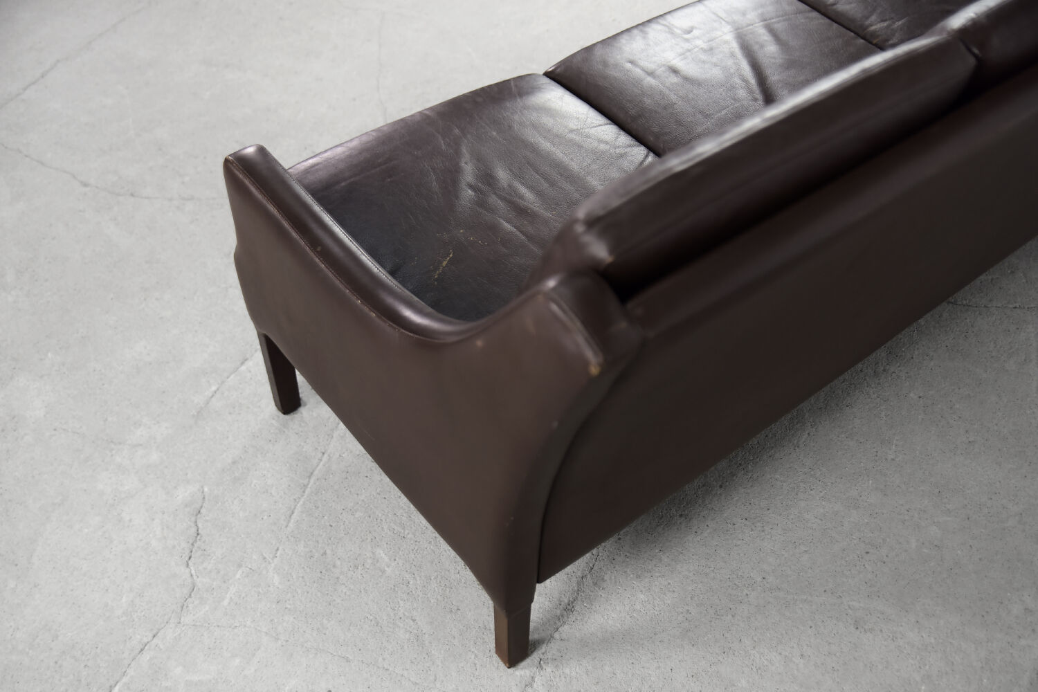 Mid-Century Modern Vintage Danish 3-seater Chocolate Leather Sofa, 1960s