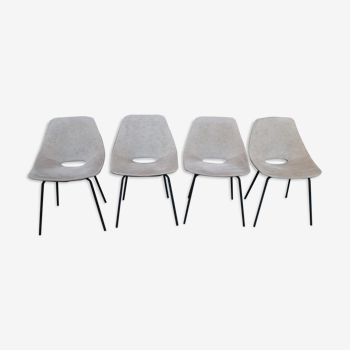 Série de 4 chaises tonneau Pierre Guariche