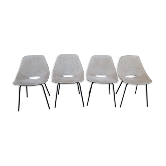Series of 4 Pierre Guariche barrel chairs