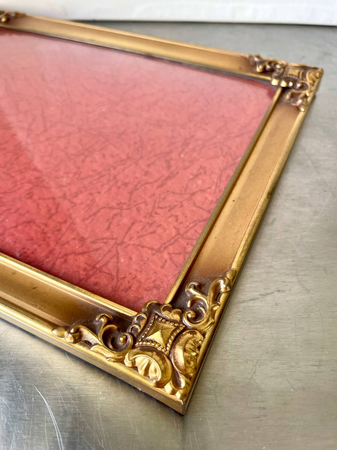 Vintage Metal Picture Frame 23 cm x 17 cm CONVEX glass