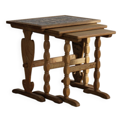 3 tables gigognes vintage en chêne