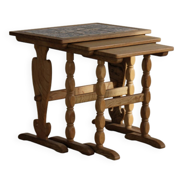 3 tables gigognes vintage en chêne