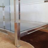 Table basse lucite, verre et métal années 80