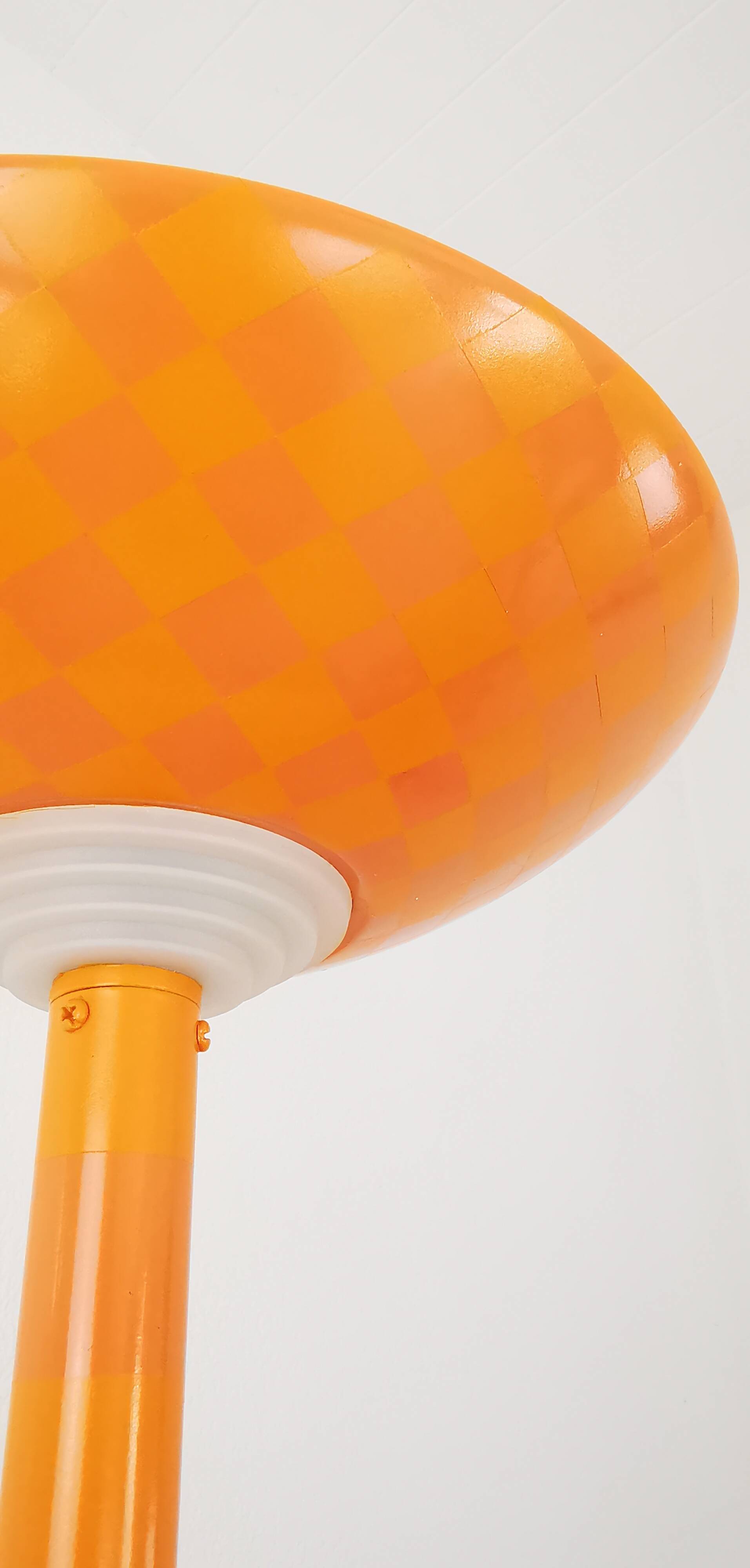 Checkerboard orange floor lamp