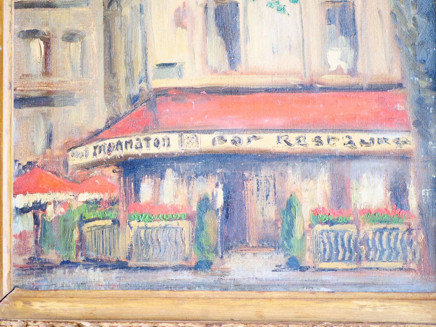Le Mommaton, oil on canvas, urban landscape in a Montparnasse setting