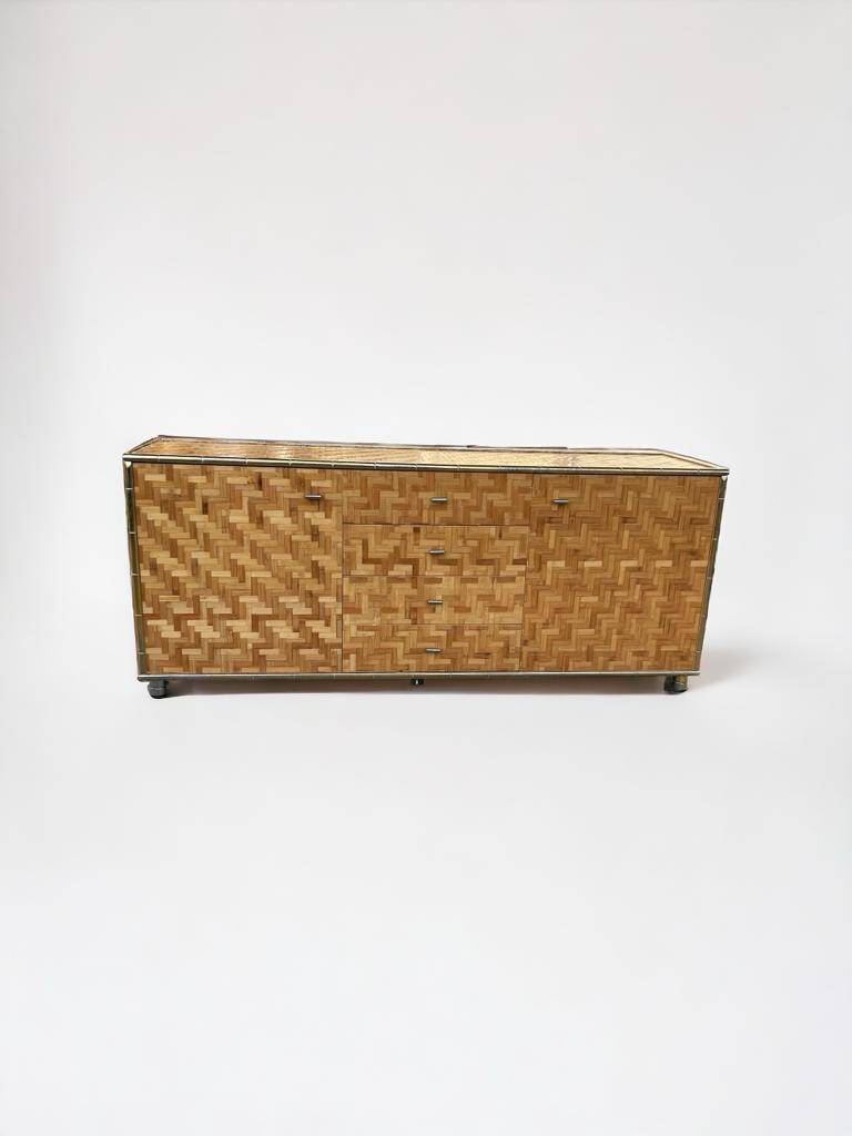 Beautiful Vintage Bamboo Sideboard in Gabriella Crespi style, Italy Circa 1970