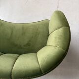 Banana sofa in pistachio green velvet, 1950