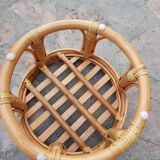 Rattan pouf burlap