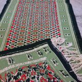 Green Berber kilim woollen carpet 55x205cm