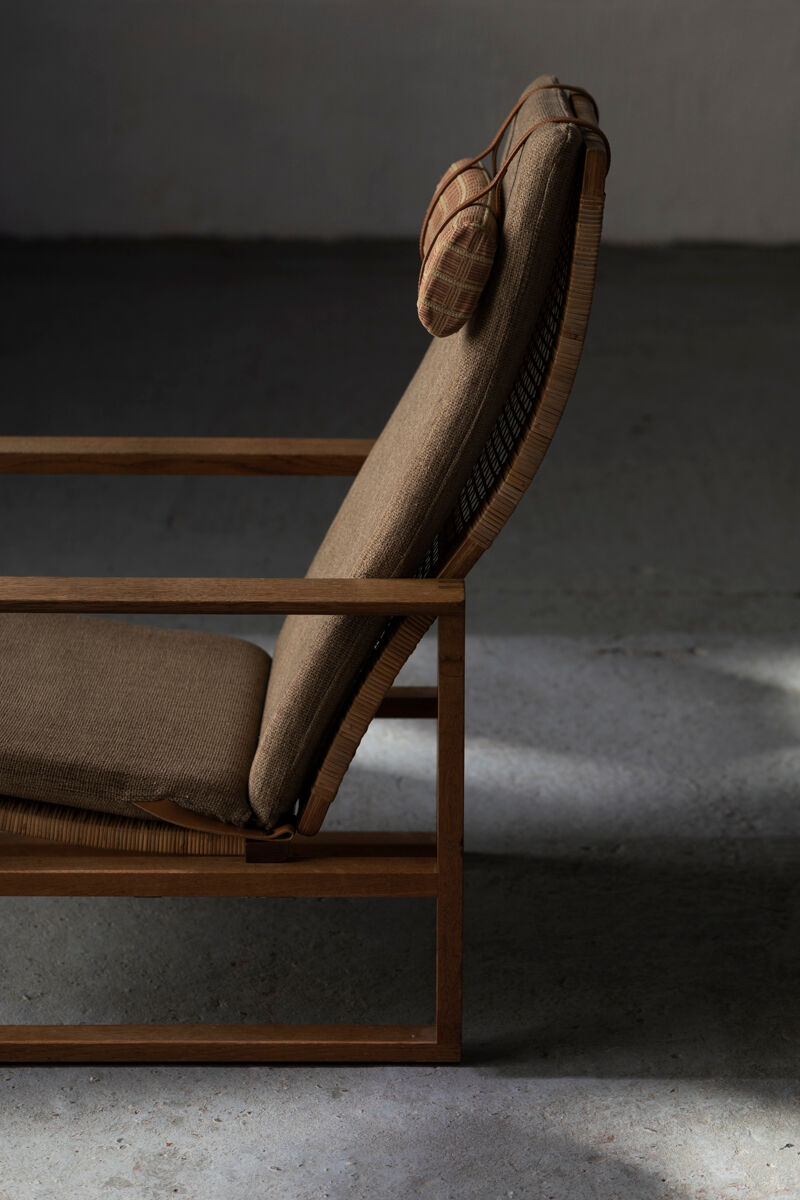 Set of 2 lounge chairs and one footrest by Borge Mogensen for Fredericia Denmark 1960’s