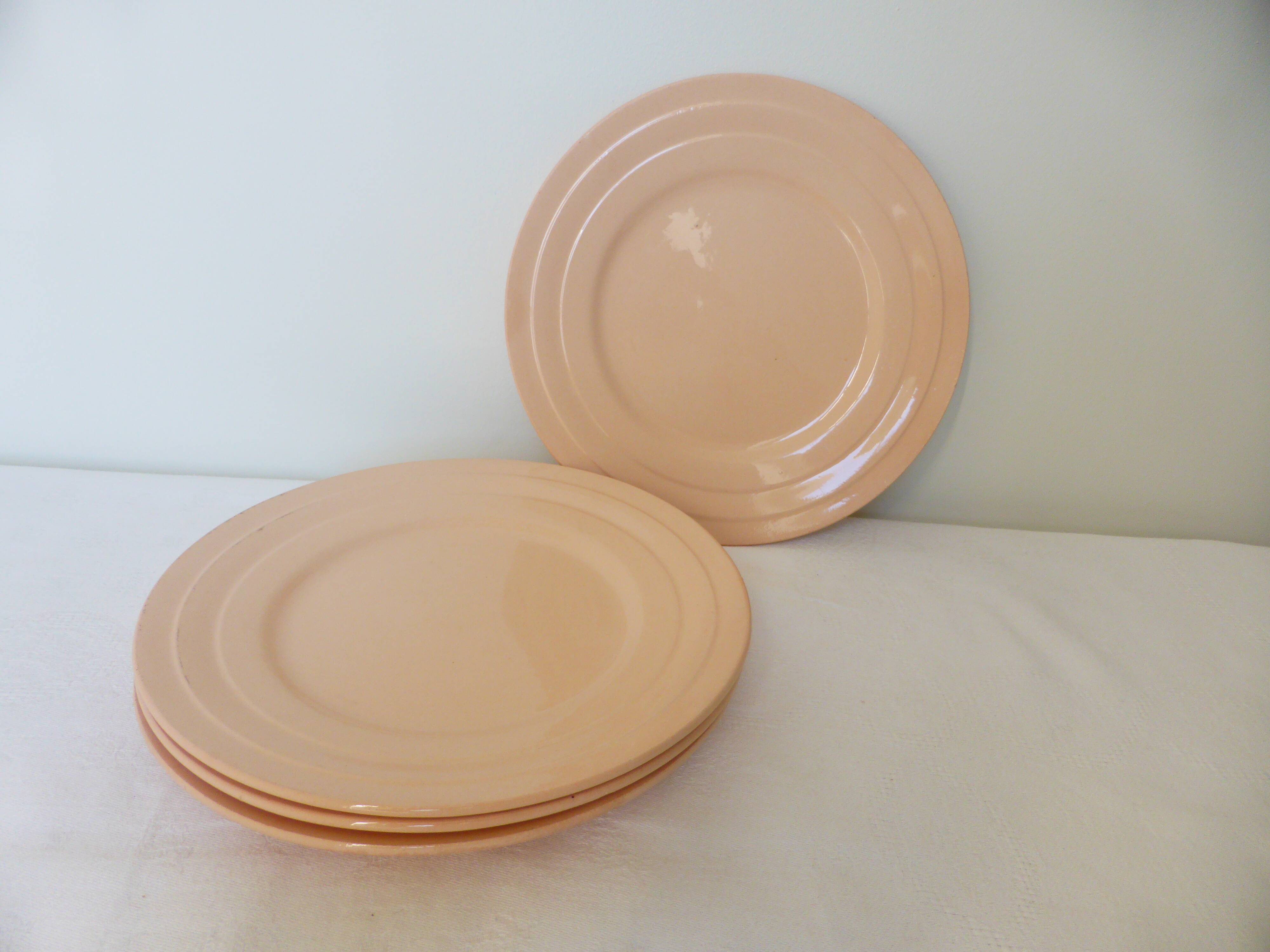 4 vintage Art Deco dessert plates 210689