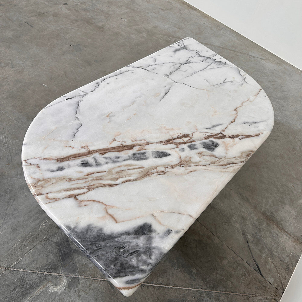 Large Italian postmodern marble coffee table, sculptural vintage stone table, 1980s