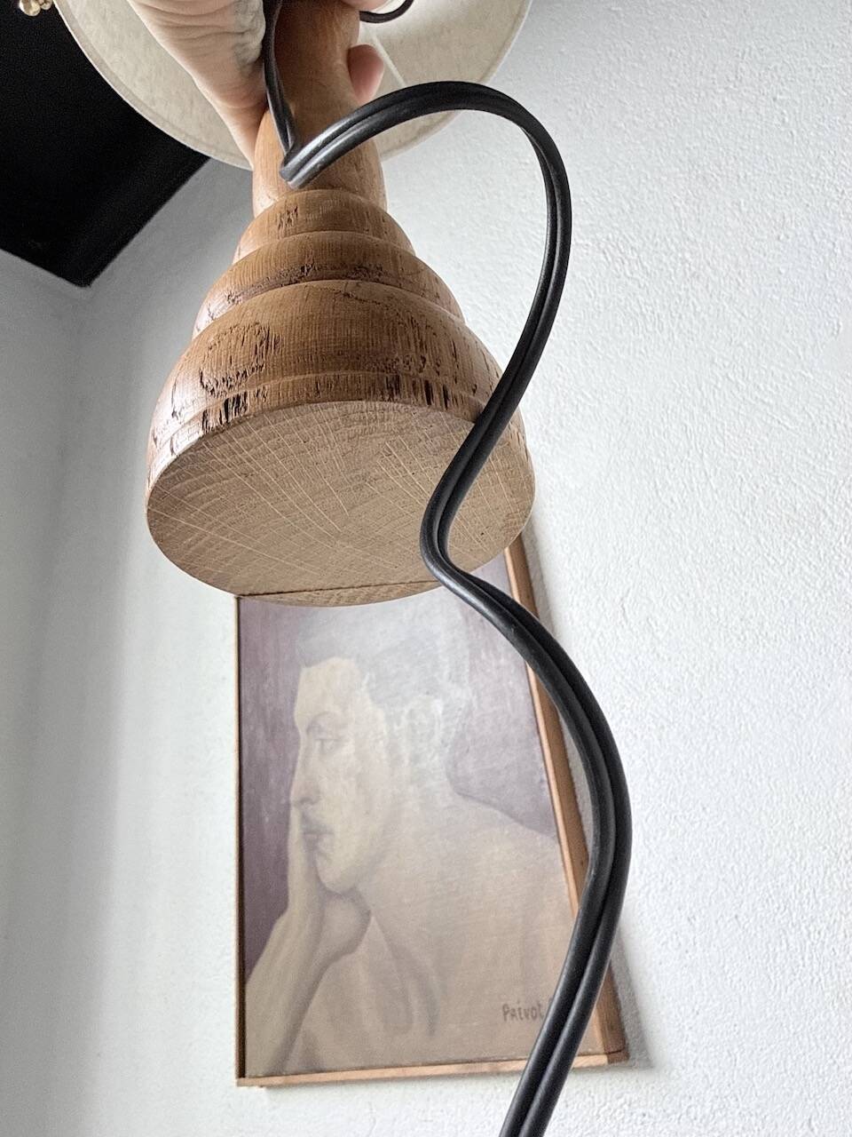 Lampe de bureau en bois chêne clair 1950