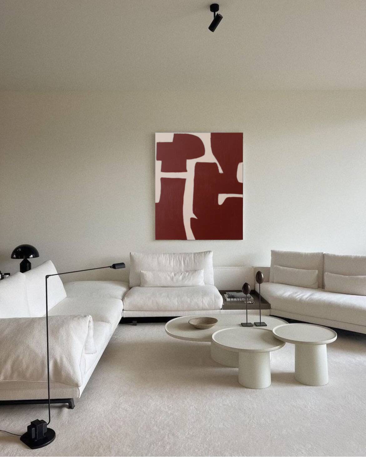 Minimalist organic canvas burgundy 100x81cm