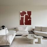Minimalist organic canvas burgundy 100x81cm