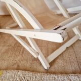 Old white wood deck chair Triconfort