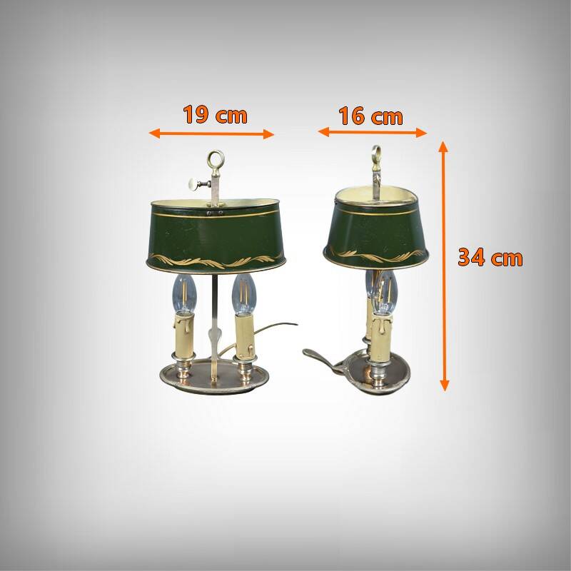 Pair of "Bouillotte" Lamps in Brass, Empire Style – Early 20th Century