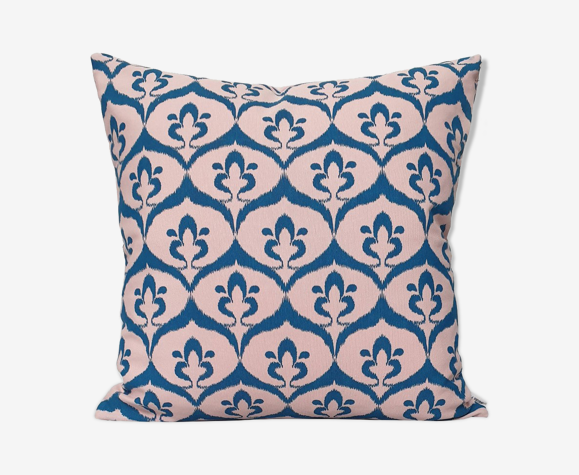 Housse de coussin ottoman style ikat rose bleue canard - 50 x 50