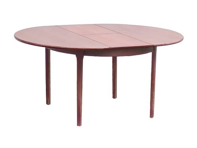 Vintage Scandinavian teak extendable round dining table 1960