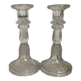 Pair of molded glass candlesticks