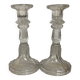Pair of moulded glass candlesticks