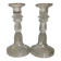 Pair of moulded glass candlesticks