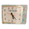 Horloge formica vintage pendule murale silencieuse rectangulaire "Jaz fleurs"