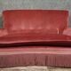 Half-moon shaped toad stool bench, Napoleon III period, in pink velvet.