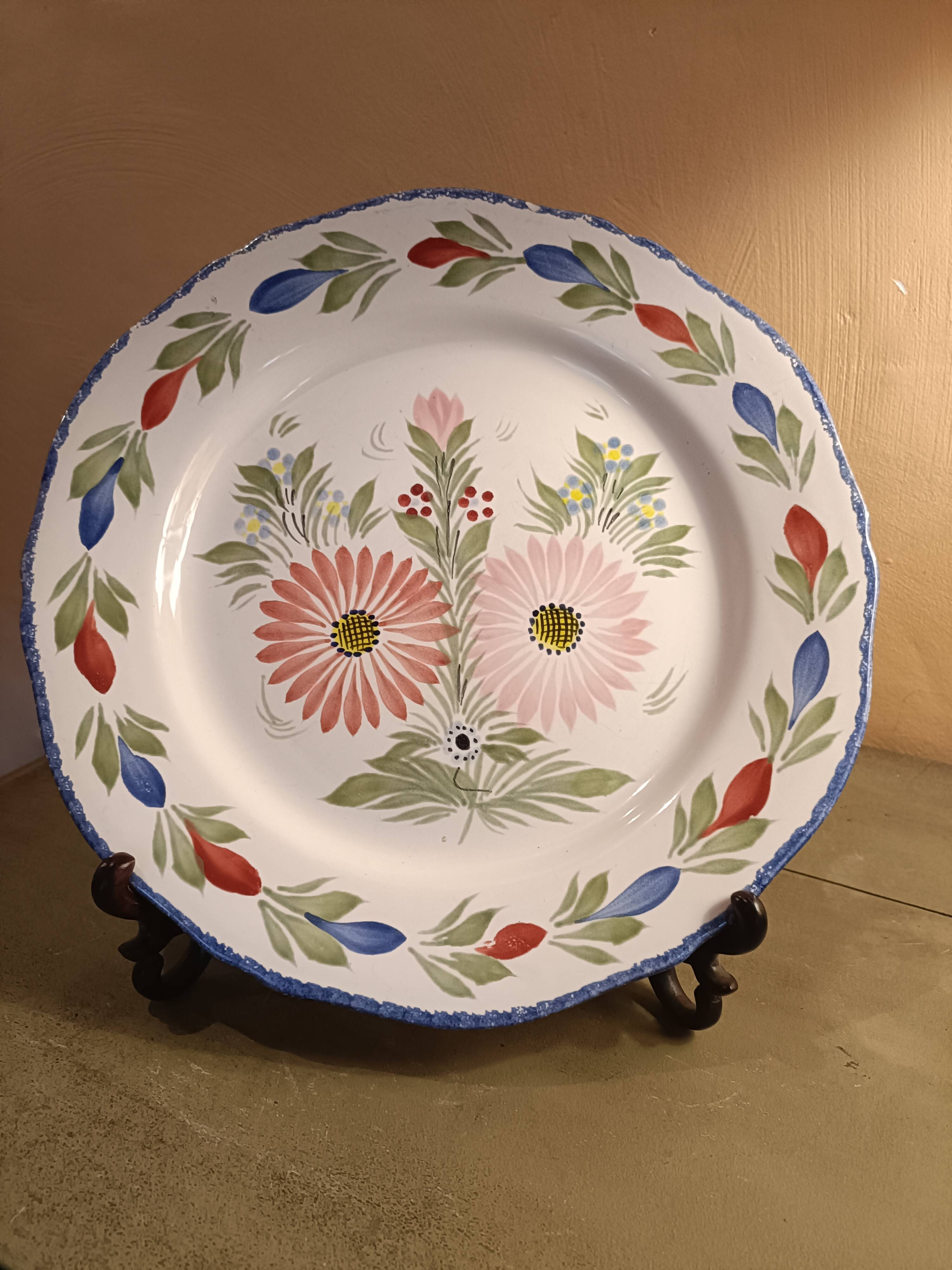Antique HB Quimper faience plate