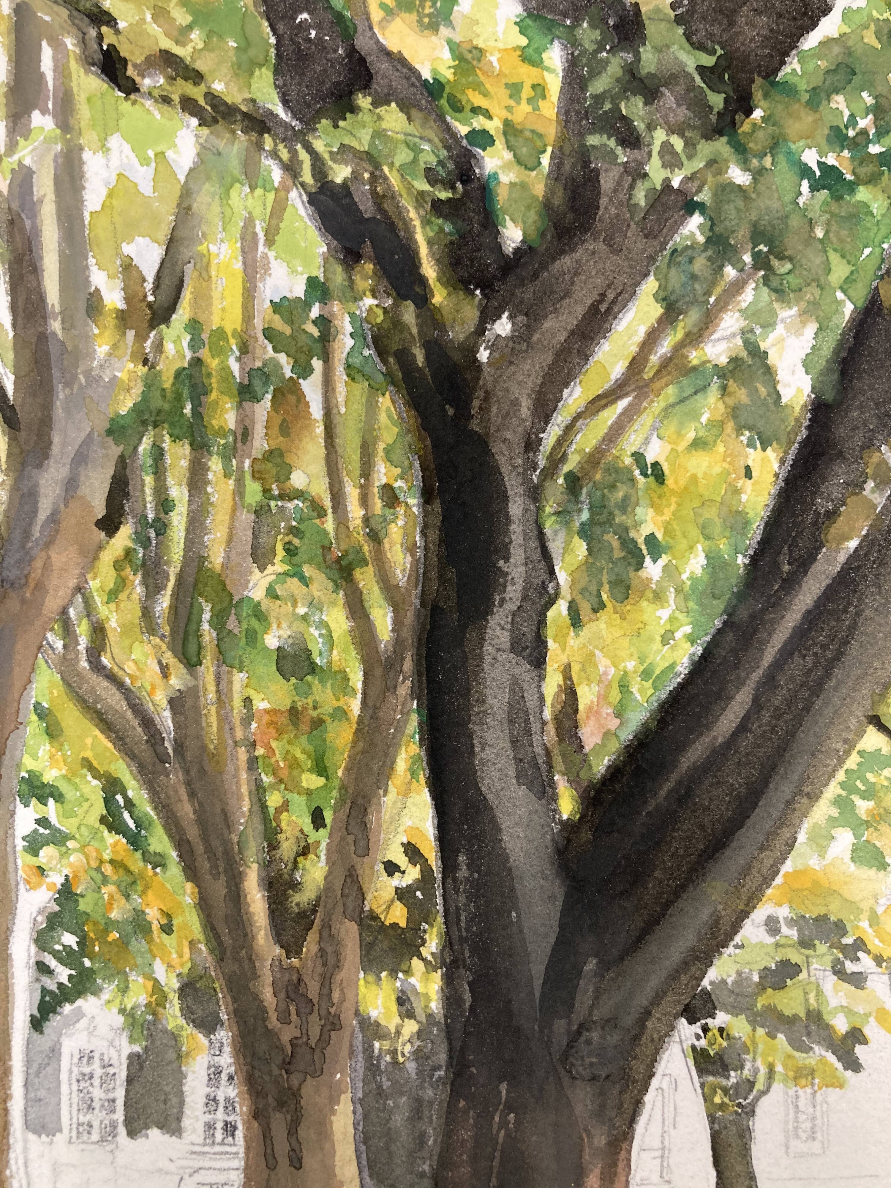Aquarelle paysage vintage