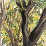 Aquarelle paysage vintage