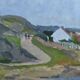 1954 Mid Century Modern Landscape Oil Painting 'Walking the Archipelago', Framed
