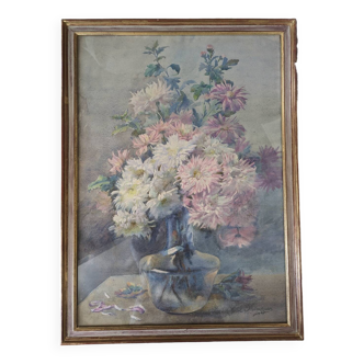 Large Watercolor Bouquet Dahlias Ysabel Minoggio-Roussel