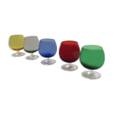 Set of five colorful vintage glasses