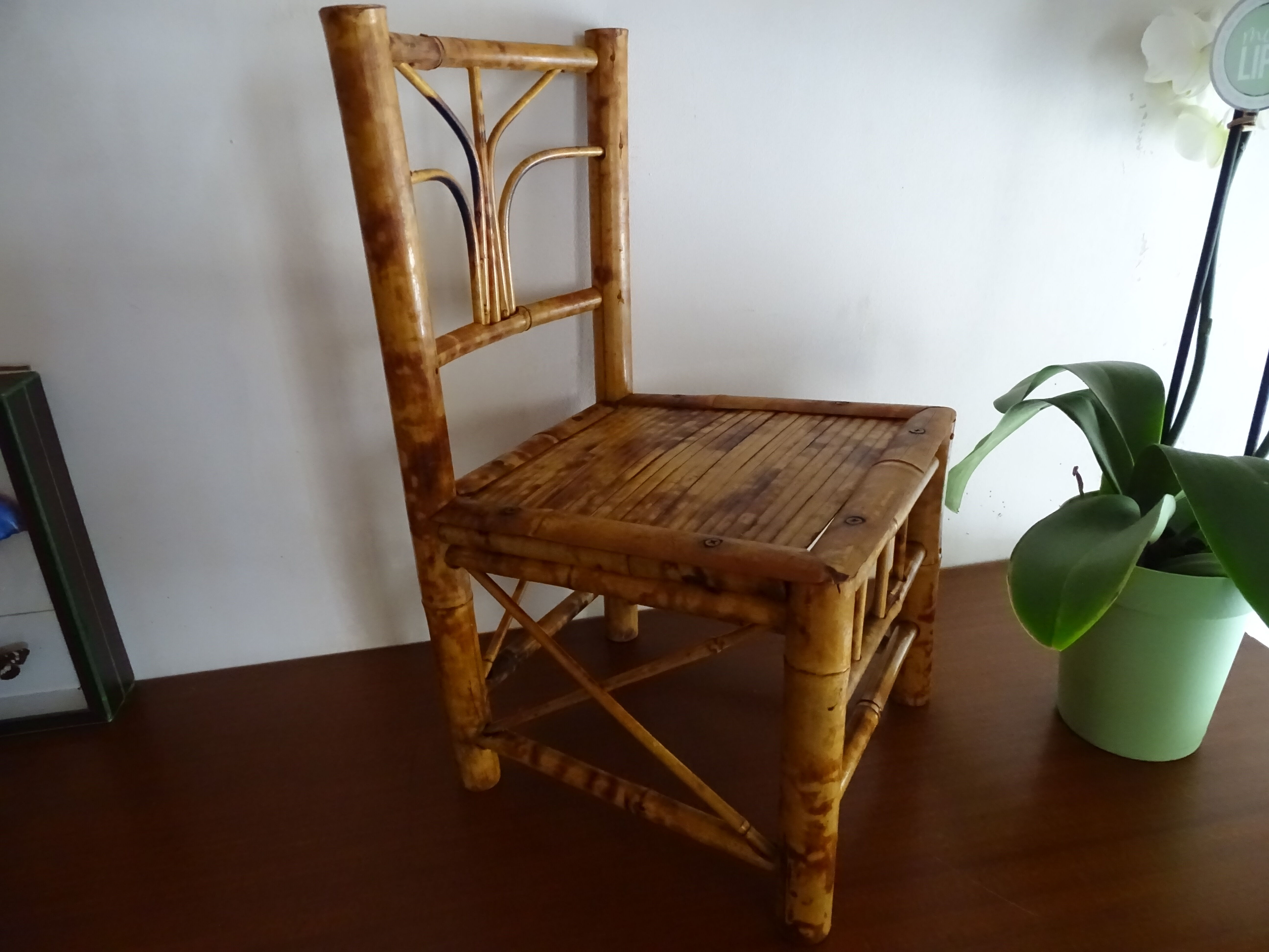 Chaise enfant bambou vintage 1960 H45 cm