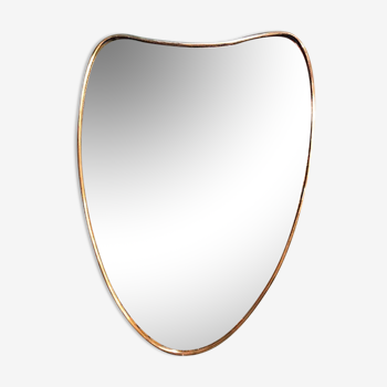 Free-form Italian brass mirror 48x65cm