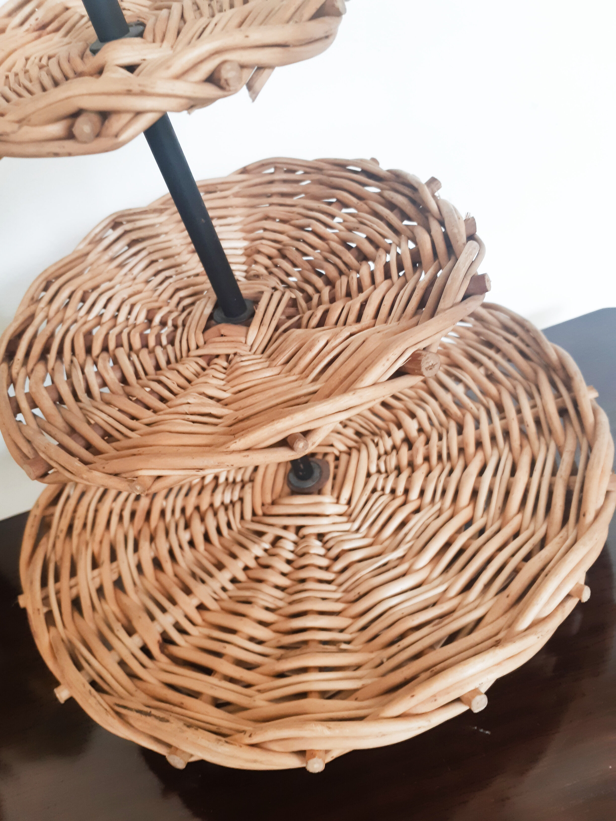 Rattan fruit or cheese holder, vintage, 50s