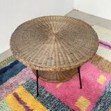 Round wicker coffee table from the 60s