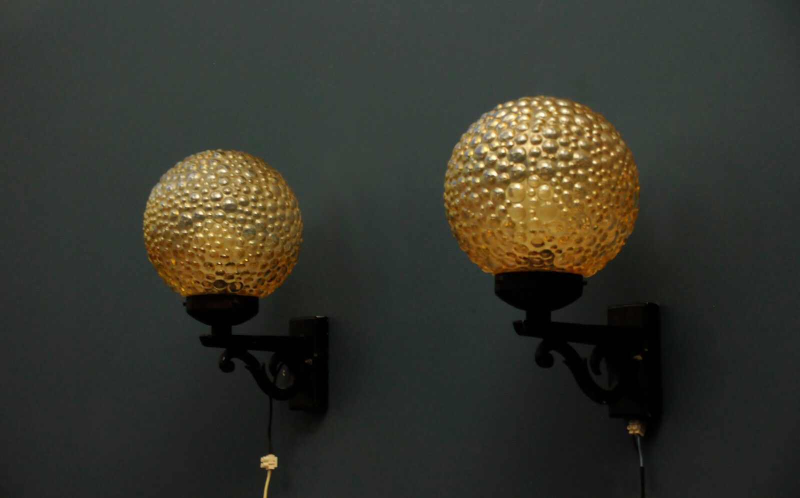 Bubble Glass Wall Lamps, Denmark 1960s, Set of 2