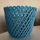 Turquoise woven ceramic cachepot, Italian work, 1960s