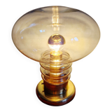 Lampe de table Space Age en laiton et verre transparent, 1960-70